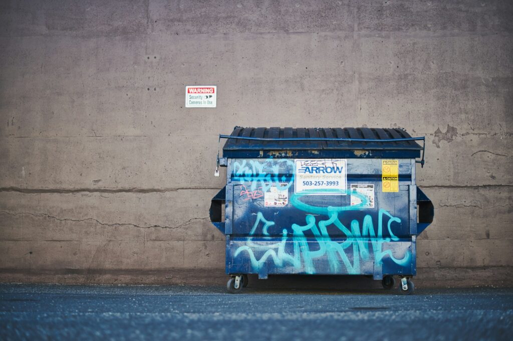 trash against wall